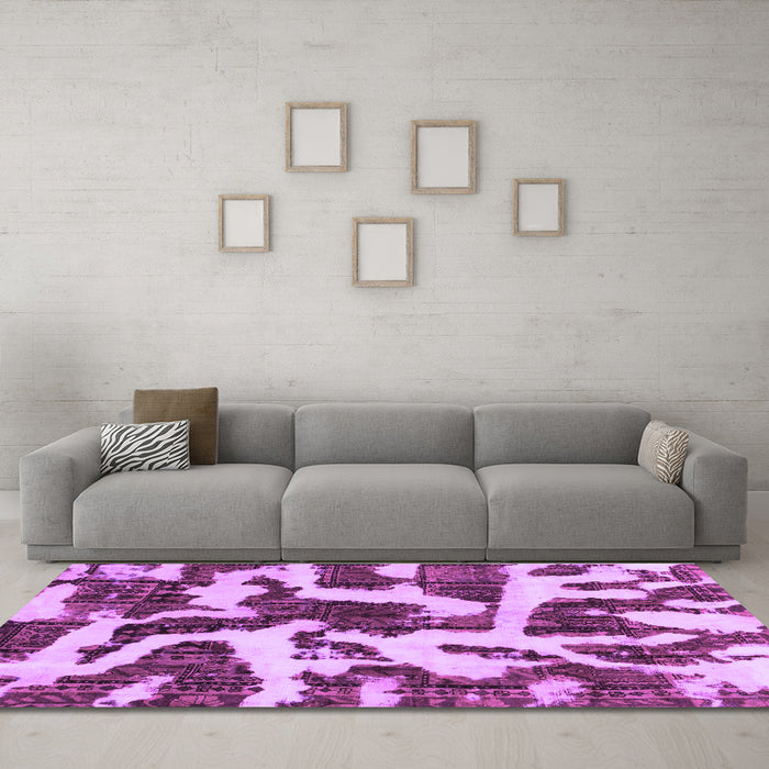 Machine Washable Abstract Purple Modern Area Rugs in a Living Room, wshabs1150pur