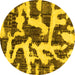 Round Machine Washable Abstract Yellow Modern Rug, wshabs1150yw