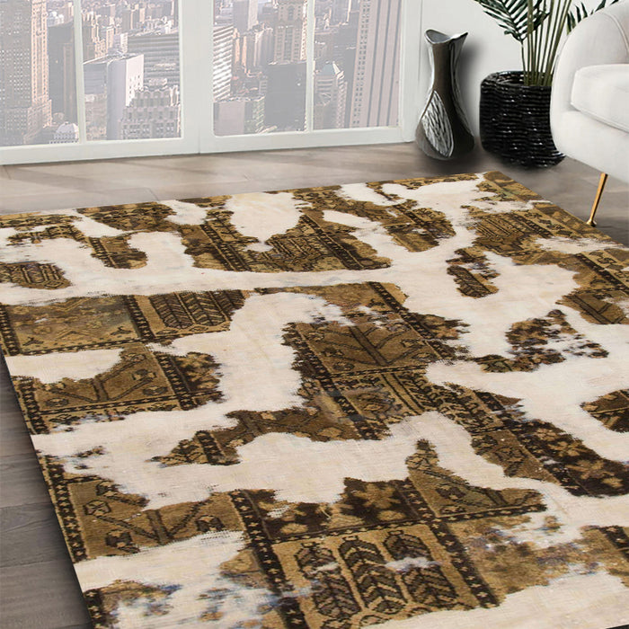 Machine Washable Abstract Brown Rug in a Family Room, wshabs1150