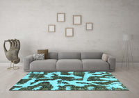 Machine Washable Abstract Light Blue Modern Rug, wshabs1150lblu