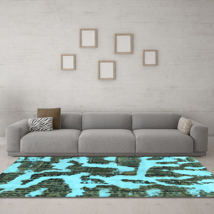 Machine Washable Abstract Light Blue Modern Rug in a Living Room, wshabs1150lblu