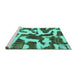 Sideview of Machine Washable Abstract Turquoise Modern Area Rugs, wshabs1150turq
