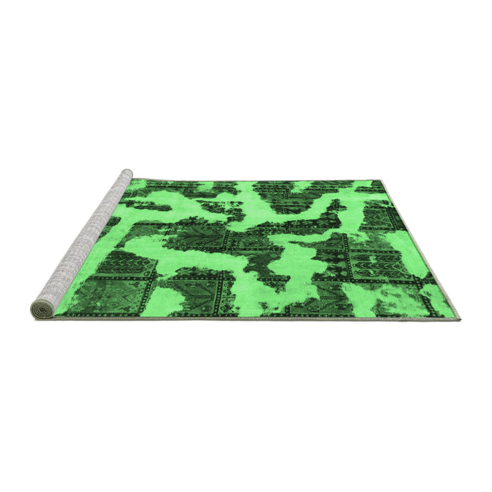 Sideview of Machine Washable Abstract Emerald Green Modern Area Rugs, wshabs1150emgrn