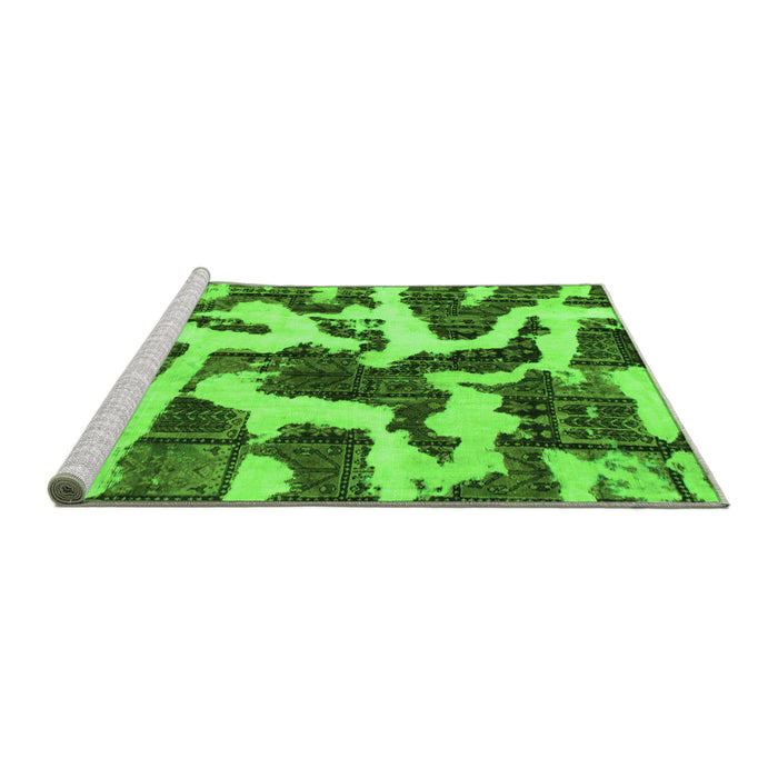 Sideview of Machine Washable Abstract Green Modern Area Rugs, wshabs1150grn