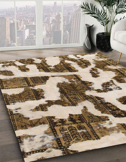 Abstract Brown Modern Rug in Family Room, abs1150