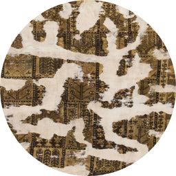 Round Machine Washable Abstract Brown Rug, wshabs1150