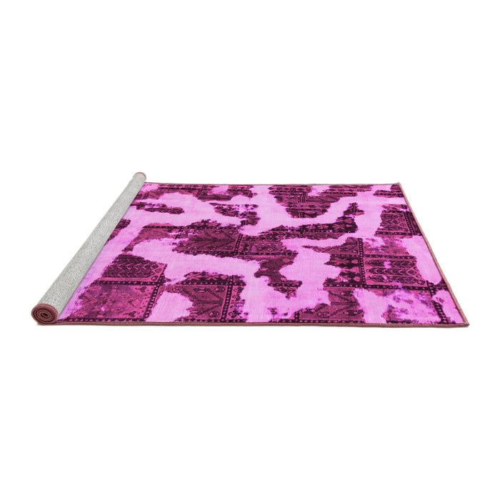 Sideview of Machine Washable Abstract Pink Modern Rug, wshabs1150pnk