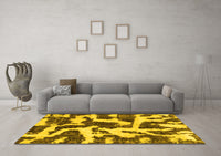 Machine Washable Abstract Yellow Modern Rug, wshabs1150yw