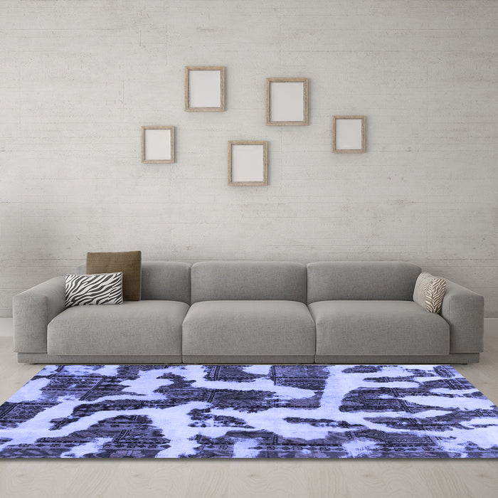 Machine Washable Abstract Blue Modern Rug in a Living Room, wshabs1150blu