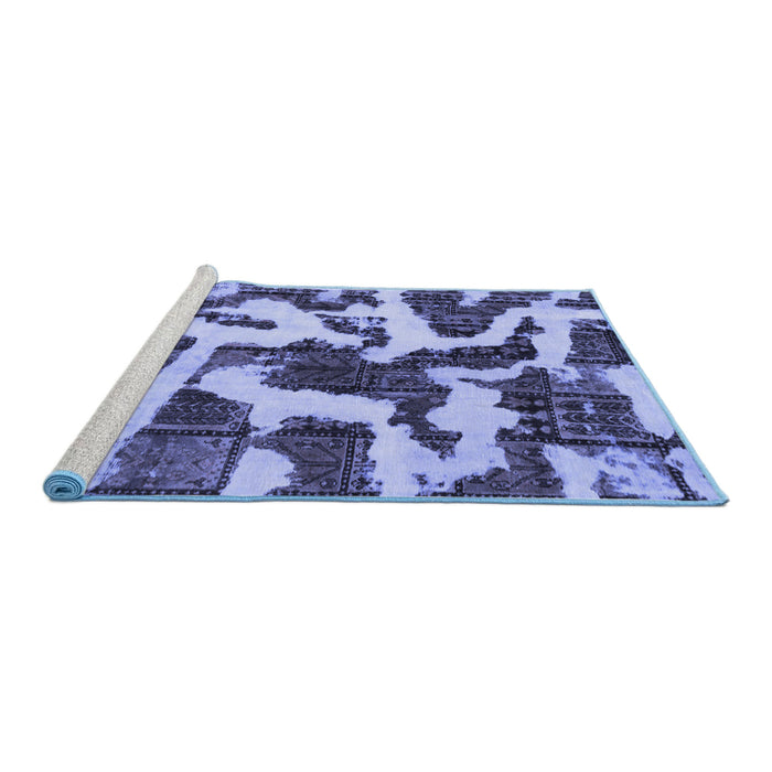 Sideview of Machine Washable Abstract Blue Modern Rug, wshabs1150blu