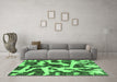 Machine Washable Abstract Emerald Green Modern Area Rugs in a Living Room,, wshabs1150emgrn