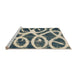 Sideview of Machine Washable Abstract Blue Moss Green Rug, wshabs1151