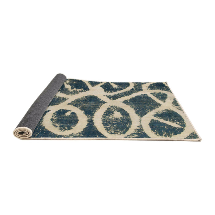 Sideview of Abstract Blue Moss Green Modern Rug, abs1151