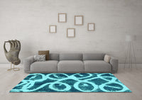 Machine Washable Abstract Light Blue Modern Rug, wshabs1151lblu