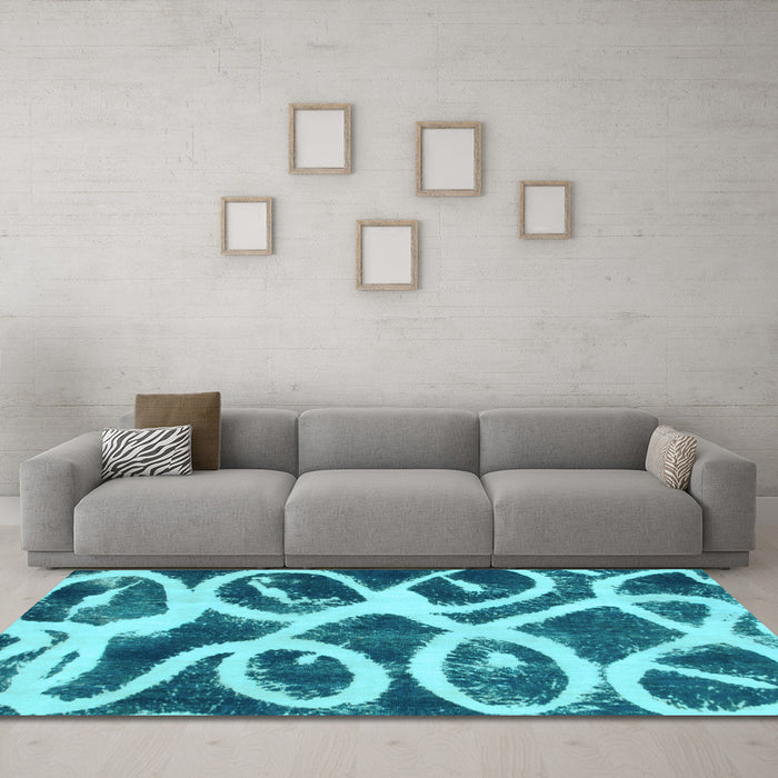 Machine Washable Abstract Light Blue Modern Rug in a Living Room, wshabs1151lblu
