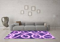 Machine Washable Abstract Purple Modern Rug, wshabs1151pur