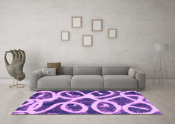 Machine Washable Abstract Purple Modern Area Rugs in a Living Room, wshabs1151pur