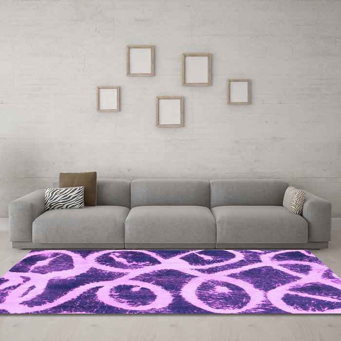 Machine Washable Abstract Purple Modern Area Rugs in a Living Room, wshabs1151pur