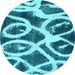 Round Abstract Light Blue Modern Rug, abs1151lblu