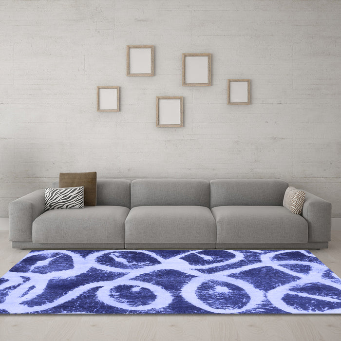 Machine Washable Abstract Blue Modern Rug in a Living Room, wshabs1151blu