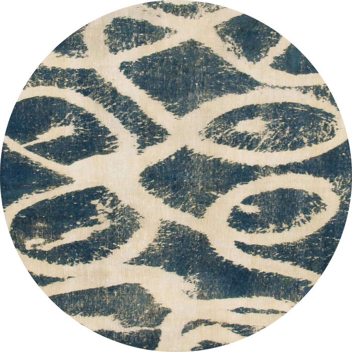 Round Machine Washable Abstract Blue Moss Green Rug, wshabs1151