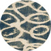 Round Machine Washable Abstract Blue Moss Green Rug, wshabs1151