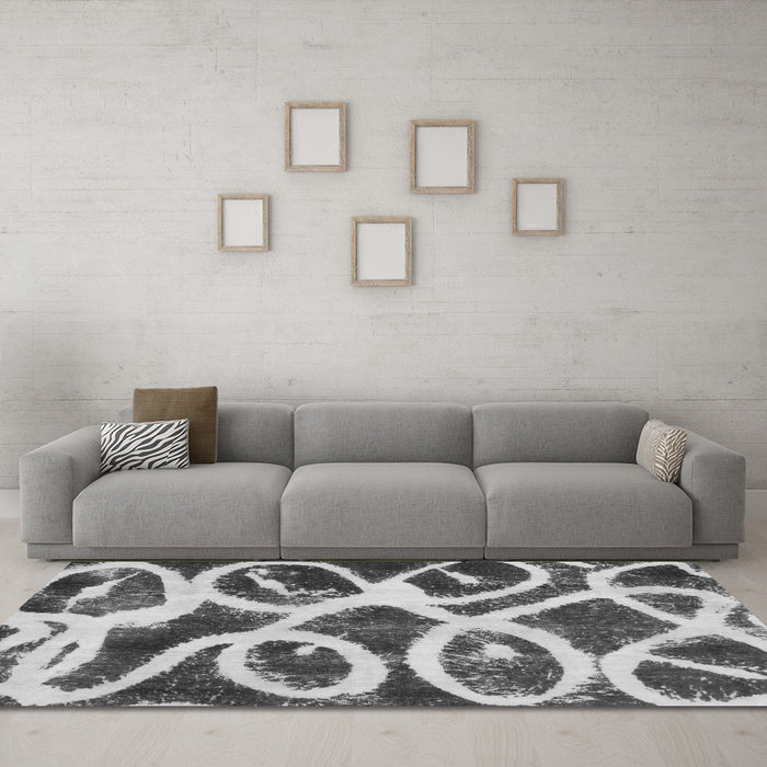Machine Washable Abstract Gray Modern Rug in a Living Room,, wshabs1151gry