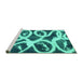 Sideview of Machine Washable Abstract Turquoise Modern Area Rugs, wshabs1151turq