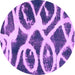 Round Machine Washable Abstract Purple Modern Area Rugs, wshabs1151pur