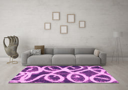 Machine Washable Abstract Pink Modern Rug in a Living Room, wshabs1151pnk