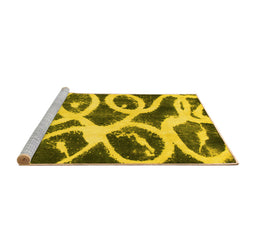 Sideview of Machine Washable Abstract Yellow Modern Rug, wshabs1151yw