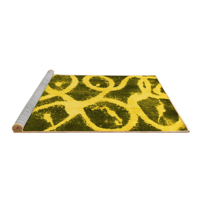 Sideview of Machine Washable Abstract Yellow Modern Rug, wshabs1151yw
