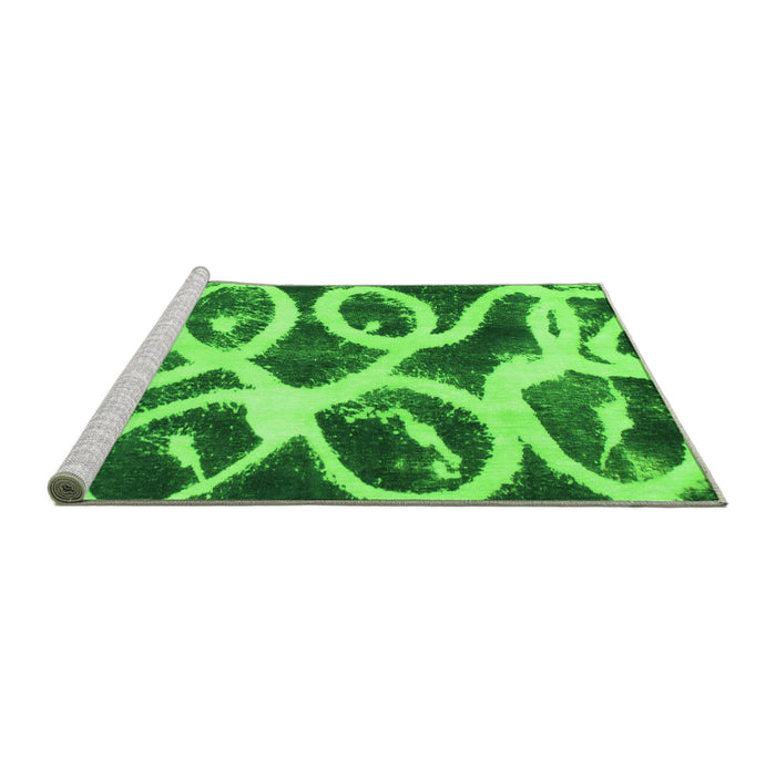 Sideview of Machine Washable Abstract Green Modern Area Rugs, wshabs1151grn