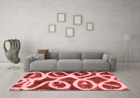 Machine Washable Abstract Red Modern Rug, wshabs1151red