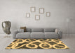 Machine Washable Abstract Brown Modern Rug in a Living Room,, wshabs1151brn