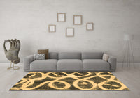 Machine Washable Abstract Brown Modern Rug, wshabs1151brn