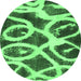 Round Abstract Emerald Green Modern Rug, abs1151emgrn