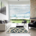 Square Abstract Blue Moss Green Modern Rug in a Living Room, abs1151