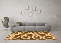 Machine Washable Abstract Orange Modern Rug, wshabs1151org