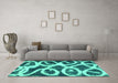 Machine Washable Abstract Turquoise Modern Area Rugs in a Living Room,, wshabs1151turq