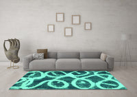 Machine Washable Abstract Turquoise Modern Rug, wshabs1151turq