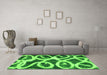 Machine Washable Abstract Green Modern Area Rugs in a Living Room,, wshabs1151grn