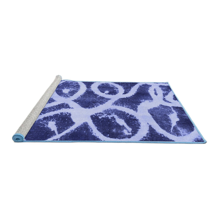 Sideview of Machine Washable Abstract Blue Modern Rug, wshabs1151blu