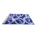 Sideview of Machine Washable Abstract Blue Modern Rug, wshabs1151blu