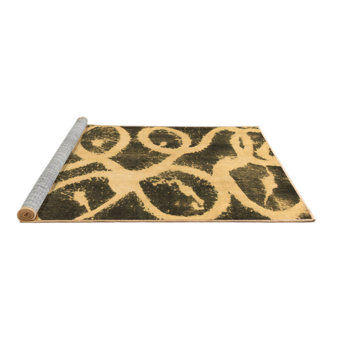 Sideview of Machine Washable Abstract Brown Modern Rug, wshabs1151brn
