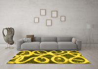 Machine Washable Abstract Yellow Modern Rug, wshabs1151yw