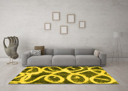 Machine Washable Abstract Yellow Modern Rug in a Living Room, wshabs1151yw