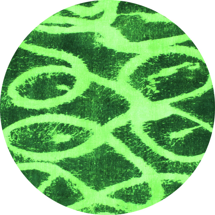 Round Abstract Green Modern Rug, abs1151grn