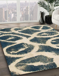 Abstract Blue Moss Green Modern Rug, abs1151