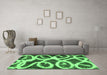 Machine Washable Abstract Emerald Green Modern Area Rugs in a Living Room,, wshabs1151emgrn